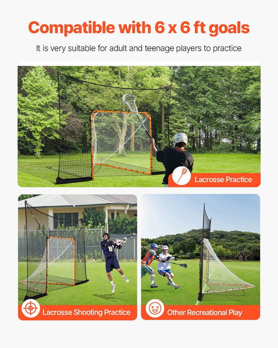 Hockey and Lacrosse Goal Backstop, 12x9 ft Lacrosse Net with Extended Coverage, Quick Easy Setup Complete Accessories Training Net, Backyard Lacrosse Equipment, for Youth Adult (NET ONLY)