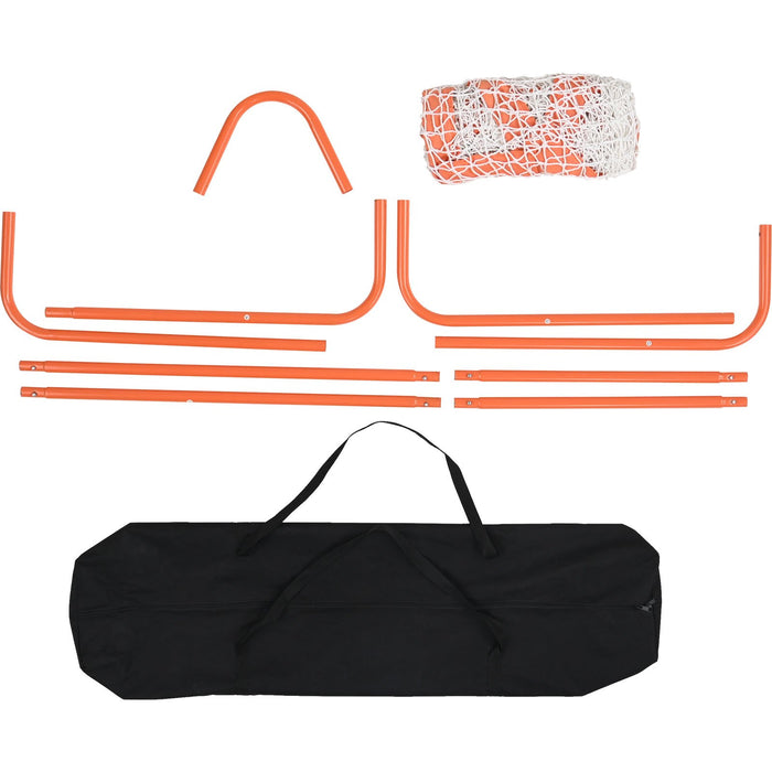 VEVOR Lacrosse Goal, 1.2 mx 1.2 m Small Kids Lacrosse Net, Folding Portable Lacrosse Goal with Carry Bag, Iron Frame Backyard Training Equipment, Quick & Easy Setup, Perfect for Youth Training, Orange