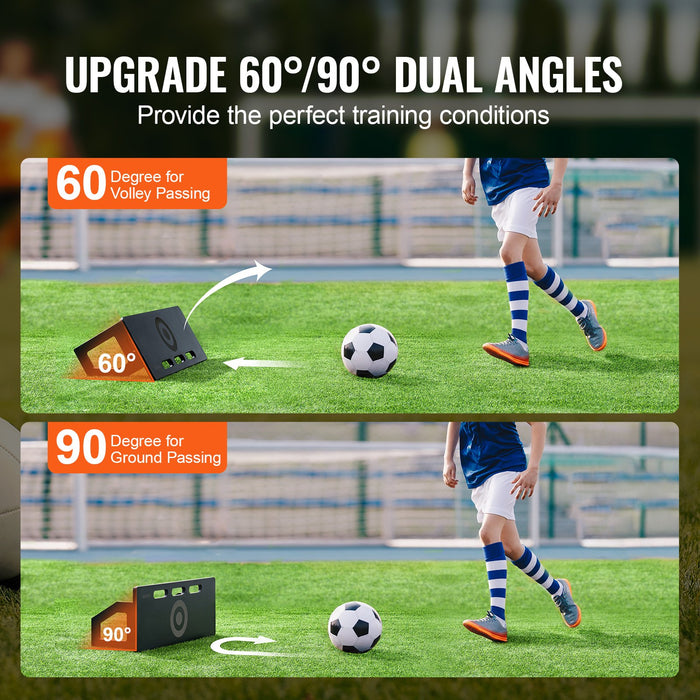 VEVOR Soccer Rebounder Board, 32"X12" Portable Soccer Wall with 2 Angles Rebound, Foldable HDPE Kickback Rebound Board, Soccer Training Equipment for Kids and Adults, Passing & Shooting Practice