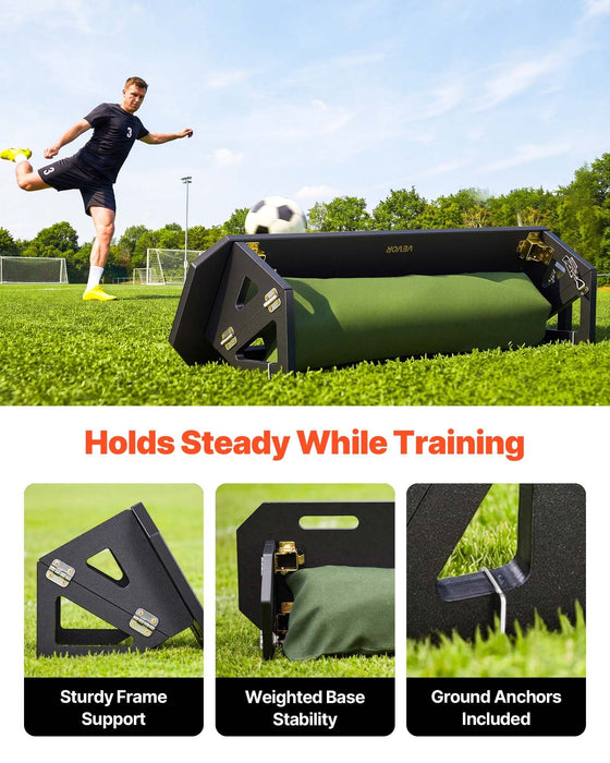 Soccer Rebounder Board, 1000 x 300 mm Portable Soccer Rebound Wall, HDPE Sports Kick Back Trainer, 3 Adjustable Angles, Easy Setup Ball Practice Training Equipment for Passing & Reaction Skills
