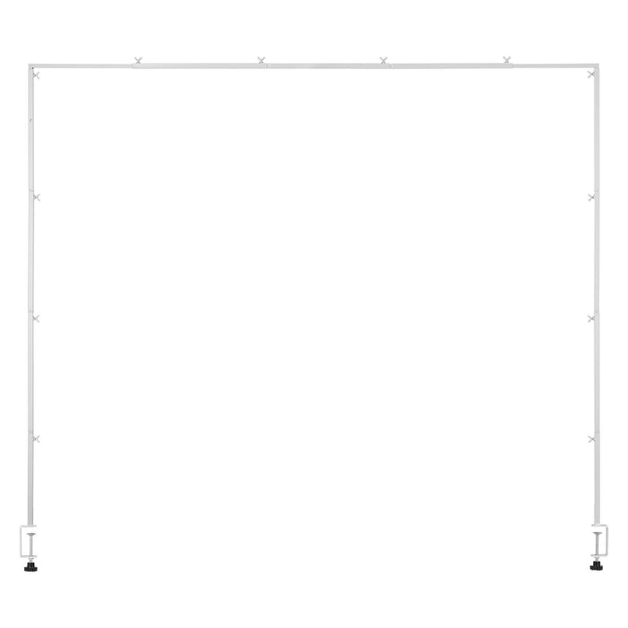 Over The Table Rod Stand with Clamps, 13"-42'' Tall & 28"-98" Length Adjustable, Metal Table Arch Stand, Tabletop Balloon Arch Frame for Wedding Birthday Party Christmas Decorations, White