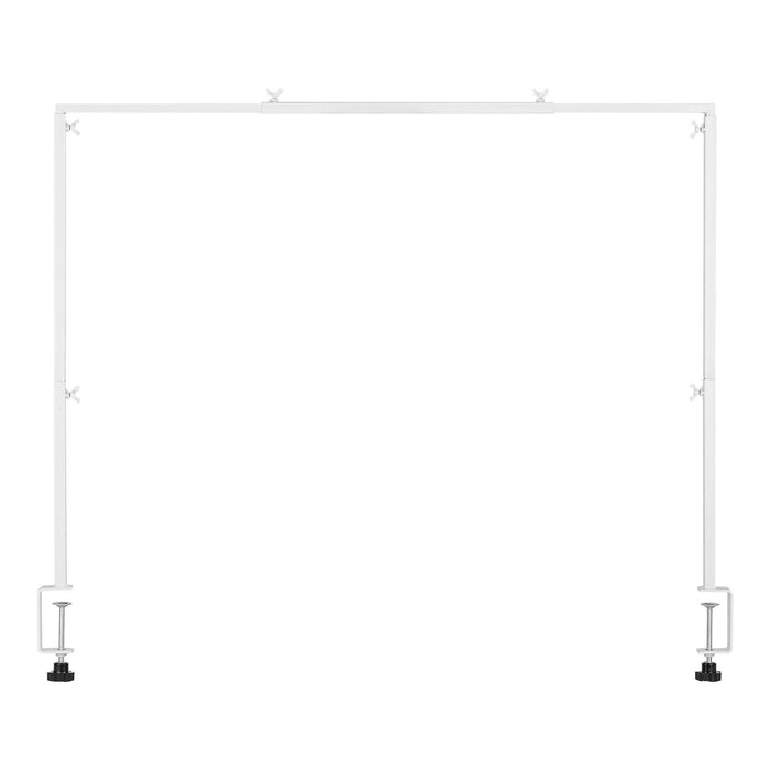 Over The Table Rod Stand with Clamps, 13"-42'' Tall & 28"-98" Length Adjustable, Metal Table Arch Stand, Tabletop Balloon Arch Frame for Wedding Birthday Party Christmas Decorations, White