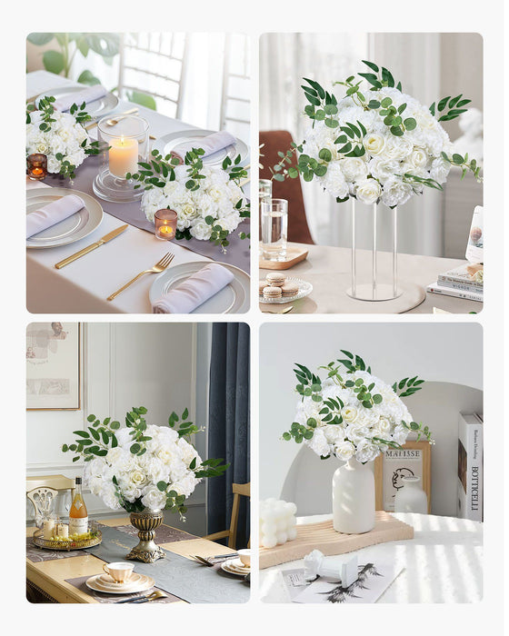 Flower Balls Arrangement Bouquet 10 PCS, 450 mm Diameter Artificial Flower Balls Wedding White Roses Centerpieces, Faux Flowers Arrangements for Wedding Centerpiece Home Table Decorations