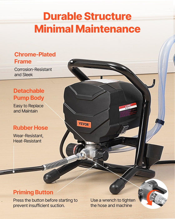 Stand Airless Paint Sprayer, 650W High Efficiency Airless Sprayer, 3000PSI Electric Paint Sprayer Machine Extension Rod and Cleaning Kits for Interior and Exterior Furniture/Fence/Home/House