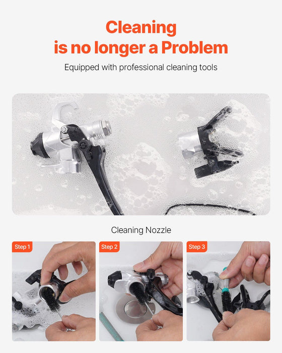 Stand Airless Paint Sprayer, 650W High Efficiency Airless Sprayer, 3000PSI Electric Paint Sprayer Machine Extension Rod and Cleaning Kits for Interior and Exterior Furniture/Fence/Home/House