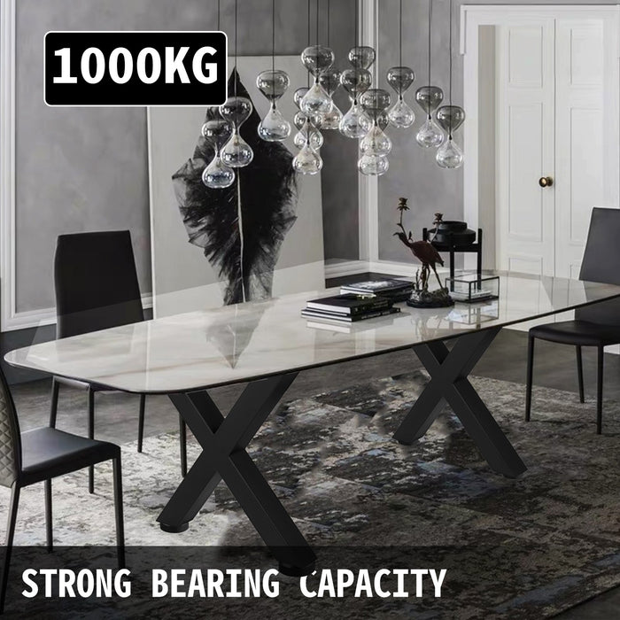 VEVOR Set of 2 Steel Table Legs, 72cm Height 79cm Wide Dining Table Legs, Heavy Duty 7.9cm Square Box Section X Frame Table Legs,72x79x7.9 cm Black Color Industrial Country Style Metal Dining Leg