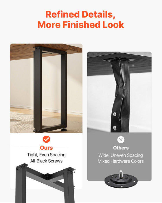 Table Legs, 740 x 450 mm (H x W) Square T Shape Steel Furniture Legs, Modular Design, Easy Assembly, 1000 kg Max Load Heavy Duty, for Home Office Desk, Dinner Table, Workbench, Set of 2, Black