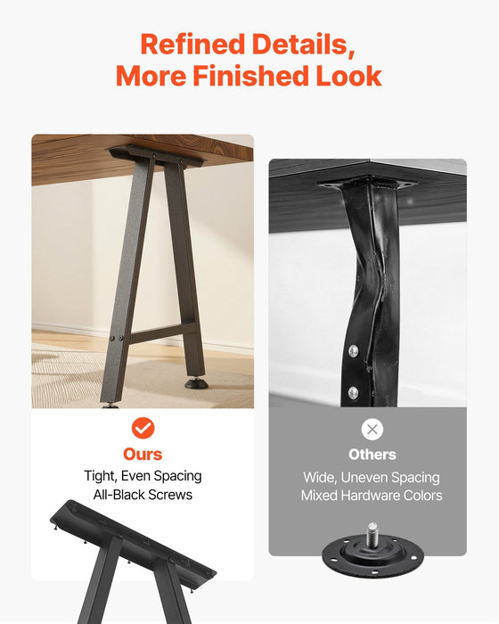 Table Legs, 740 x 550 mm (H x W) Trapezoid Steel Furniture Legs, Modular Design, Easy Assembly, 1000 kg Max Load Heavy Duty, for Home Office Desk, Coffee Dinner Bar Tables,Set of 2, Black