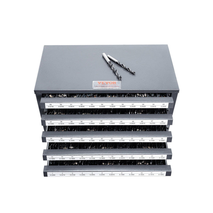 Drill Bit Dispenser Cabinet, Five-Drawer Drill Bit Organizer Cabinet for #1 to #60 Steel Drill Dispenser Organizer Cabinet with Labels, Stackable Drill Dispenser for Drill Bit Storage