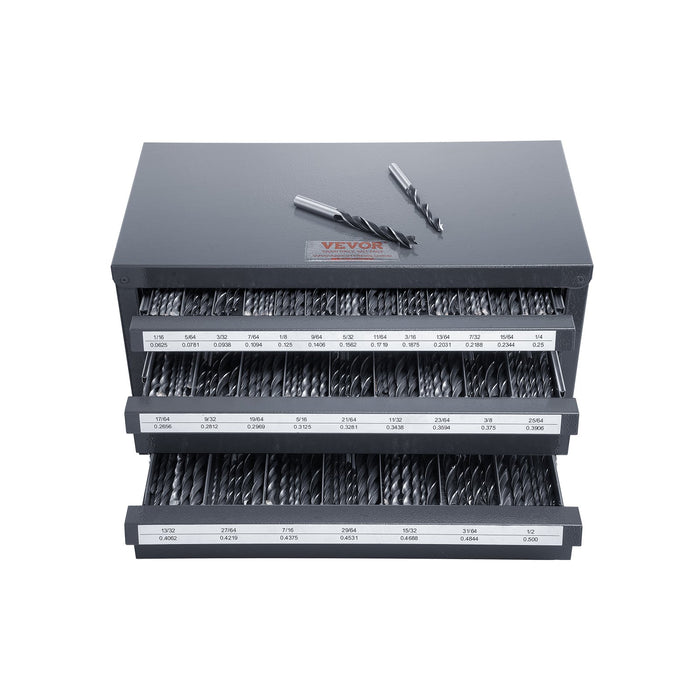 VEVOR Drill Bit Dispenser Cabinet, Three-Drawer Drill Bit Organizer Cabinet for 1/16" to 1/2", Steel Drill Dispenser Organizer Cabinet with Labels, Stackable Drill Dispenser for Drill Bit Storage