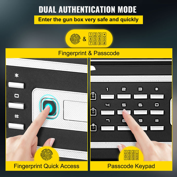 VEVOR Safe Box, 1.7 CU.FT Fingerprint Safe Box for Money with 2 Keys & Digital Keypad, Q235 Steel Safe Box for Storing Cash, Jewelry, Pistols, Documents, Watches in Home & Office & Hotel