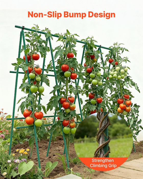 VEVOR Garden Stakes, 50 Pack, 1800 mm, Plastic Coated Metal Tomato Stakes, Garden Sticks for Plants Support, with Pointed End and Non-Slip Bumps for Growing Climbing Plants, Outdoor Vegetables