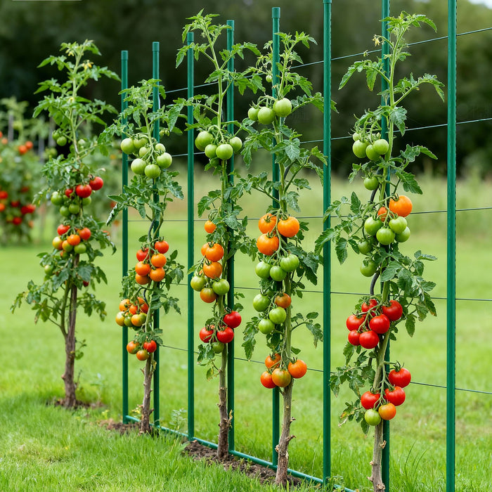 VEVOR Garden Stakes, 50 Pack, 1800 mm, Plastic Coated Metal Tomato Stakes, Garden Sticks for Plants Support, with Pointed End and Non-Slip Bumps for Growing Climbing Plants, Outdoor Vegetables