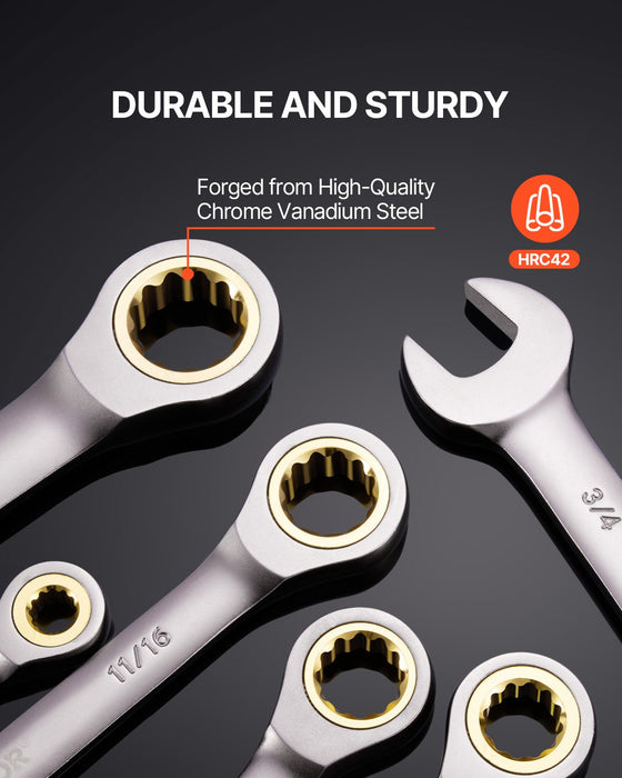 VEVOR Combination Wrench Set 24 PCS SAE 1/4" - 7/8" Metric 8-19mm Organizer Rack