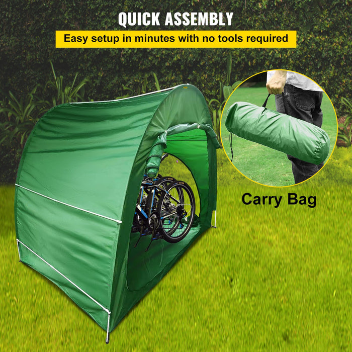 VEVOR Bike Cover Storage Tent, 420D Oxford Fabric Portable for 4 Bikes, Outdoor Waterproof Anti-Dust Bicycle Storage Shed, Heavy Duty for Bikes, Lawn Mower, and Garden Tools, with Carry Bag, Green