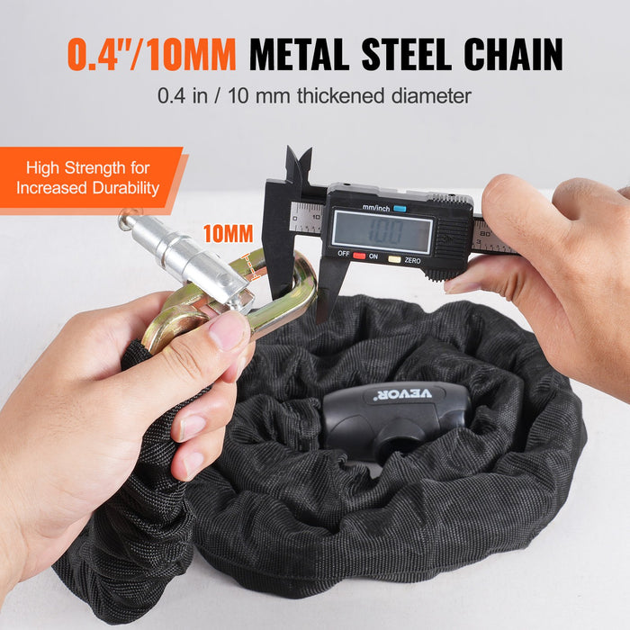 VEVOR Bike Chain Lock, 3.94 Ft Combination Bicycle Chain Lock with 3 Keys, Heavy Duty Anti-Theft High Security Bike Locks, Perfect for Bike, Motorcycle, Scooter, Bicycle, Door, Fence or Gate, 10mm