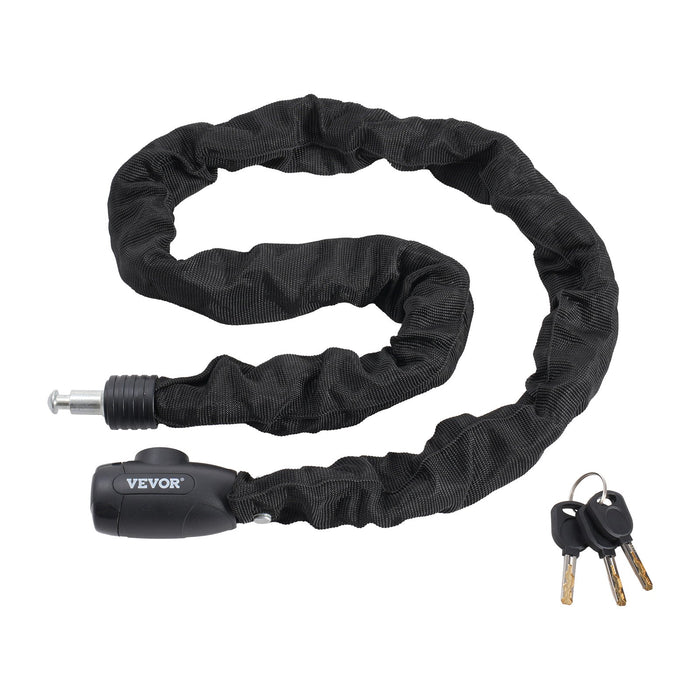 VEVOR Bike Chain Lock, 3.94 Ft Combination Bicycle Chain Lock with 4 Keys, Heavy Duty Anti-Theft High Security Bike Locks, Perfect for Bike, Motorcycle, Scooter, Bicycle, Door, Fence or Gate, 8mm