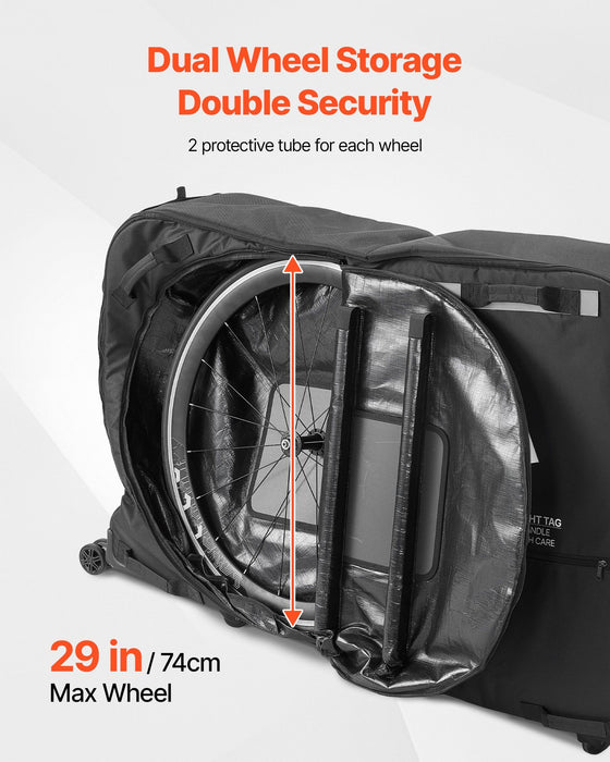 Bike Travel Bag, Transport Universal Bicycle Storage Case Bag with TSA Lock, Support Plates, Protection and Fork Mount Stabilisation, Bicycle Case Max. Wheelbase 130 cm for Airplane, Outdoor Use