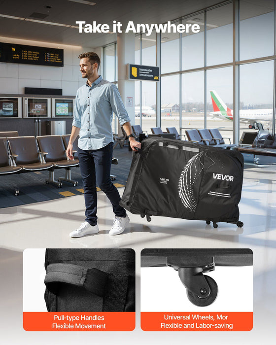 Bike Travel Bag, Transport Universal Bicycle Storage Case Bag with TSA Lock, Support Plates, Protection and Fork Mount Stabilisation, Bicycle Case Max. Wheelbase 130 cm for Airplane, Outdoor Use