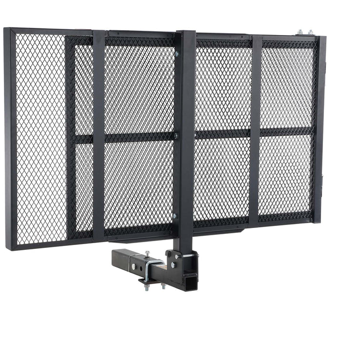 VEVOR Hitch Mount Wheelchair Carrier 45.3" x 25.6", 500LBS Mobility Scooter Carrier with Folding Ramp, Iron Trailer Hitch Rack Basket with Stabilizer, Straps, Fit 2" Hitch Receiver for SUV Van Car