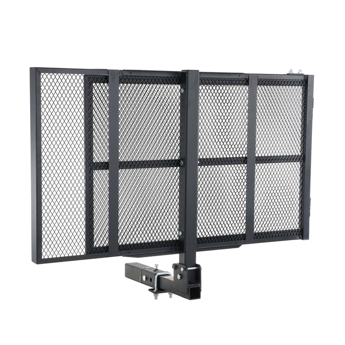 VEVOR Hitch Mount Wheelchair Carrier 45.3" x 25.6", 500LBS Mobility Scooter Carrier with Folding Ramp, Iron Trailer Hitch Rack Basket with Stabilizer, Straps, Fit 2" Hitch Receiver for SUV Van Car