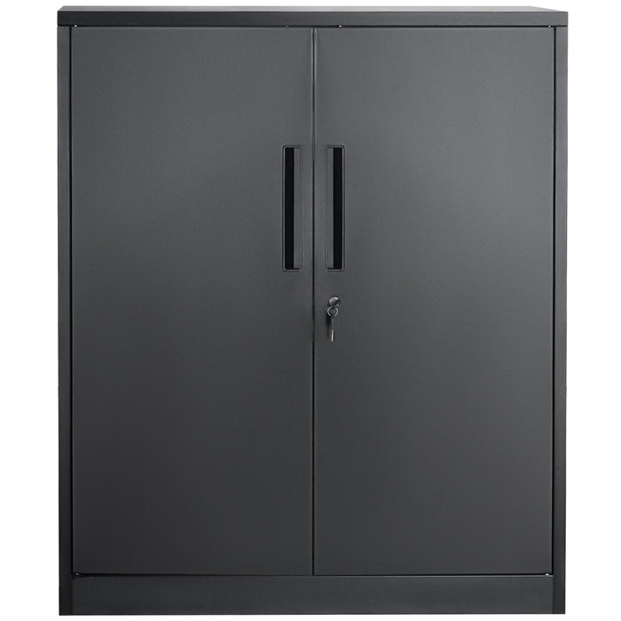 VEVOR Metal Storage Cabinet w/ 3 Keys 2 Adjustable Shelves & Magnetic Door Black