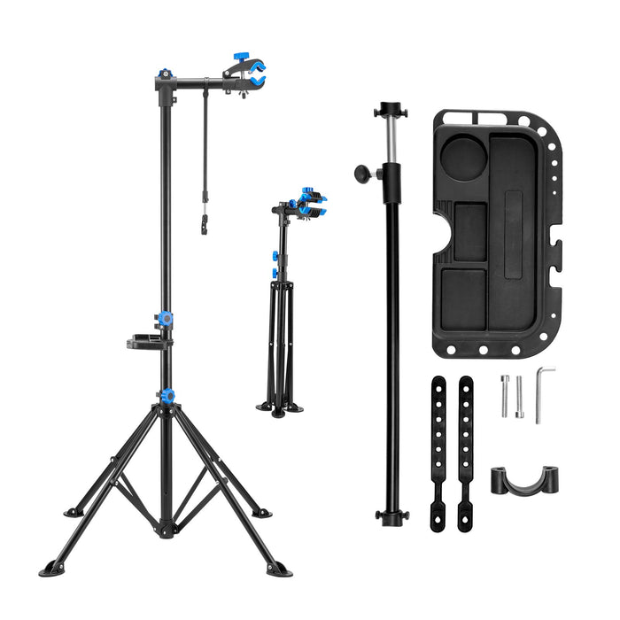 VEVOR Bike Repair Stand, 29.9 kg Heavy-duty Bicycle Work Stand with 835-1440 mm Adjustable Height & Magnetic Tool Tray, Foldable Bicycle Maintenance Rack, Shop Home Mechanics for Mountain & Road Bike