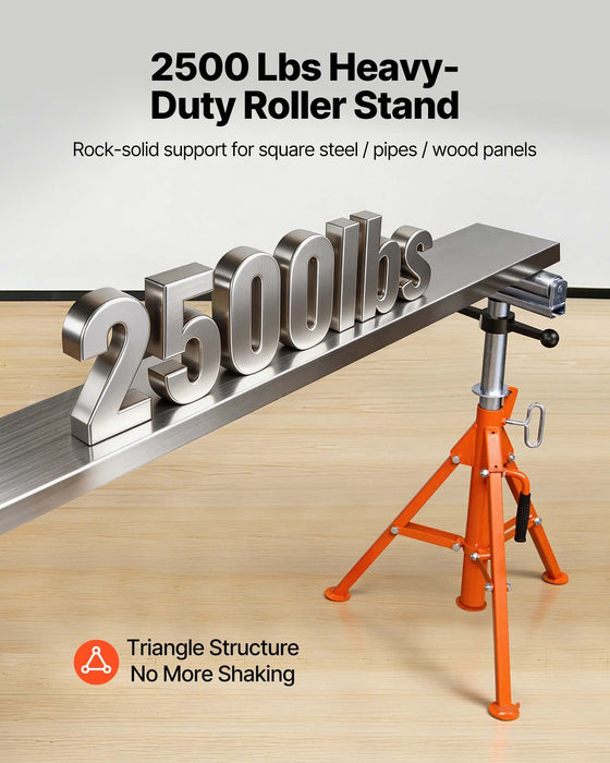 Roller Stand, Heavy Duty 1136 KG Load Capacity, 27.6"-52" Height Adjustable, 45# Steel Folding Roller Support Stand for Pipes, Wooden Boards