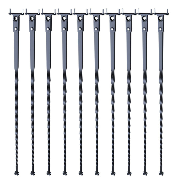 Staircase Metal Balusters, 44'' x 1/2" Galvanized Steel Decorative Banister Spindles, 10 Pack Deck Baluster with Hollow Twists, Satin Black Spiral Stair Railing with Shoes & Screws