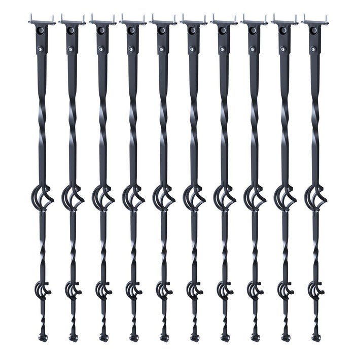 Staircase Metal Balusters, 44'' x 1/2" Galvanized Steel Decorative Banister Spindles, 10 Pack Deck Baluster with Hollow Double Baskets, Spiral Stair Railing with Shoes & Screws