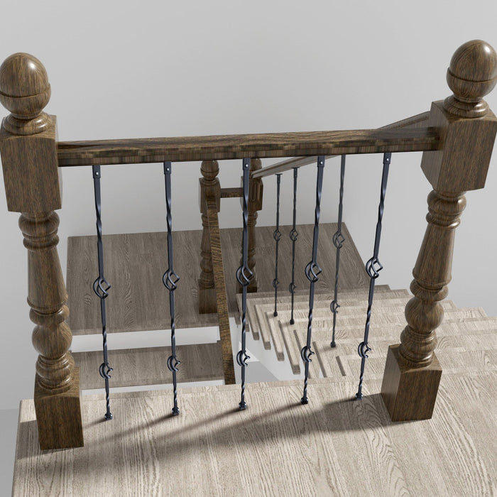 Staircase Metal Balusters, 44'' x 1/2" Galvanized Steel Decorative Banister Spindles, 10 Pack Deck Baluster with Hollow Double Baskets, Spiral Stair Railing with Shoes & Screws