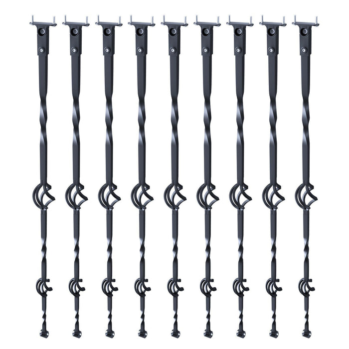Staircase Metal Balusters, 44'' x 1/2" Galvanized Steel Decorative Banister Spindles, 10 Pack Deck Baluster with Hollow Double Baskets, Spiral Stair Railing with Shoes & Screws