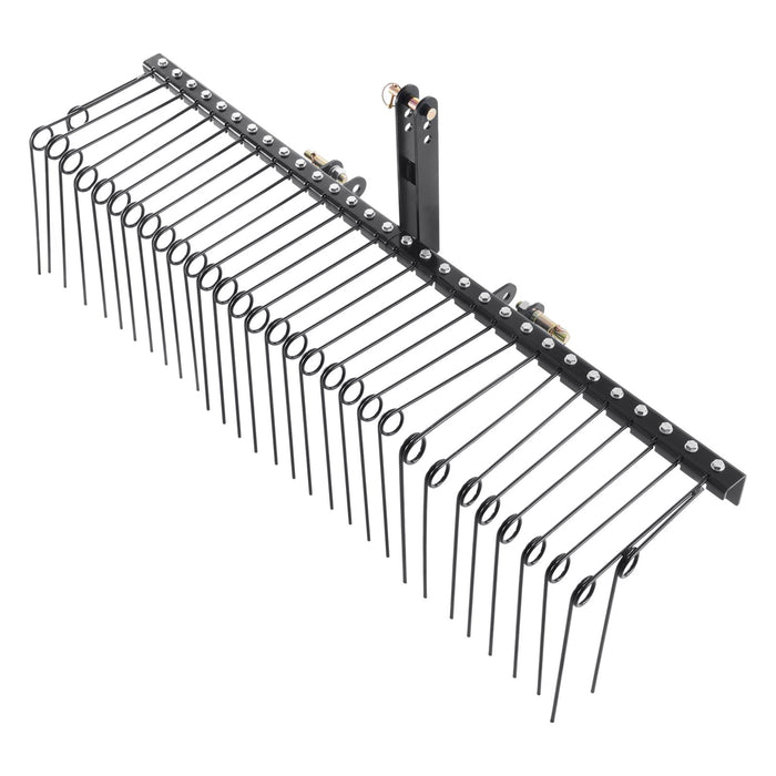 VEVOR Tow Behind Landscape Rake, 1.8m Tow Dethatcher with 32 Steel Tines, Lawn Dethatcher Rake Attaches to Category 1, 3 Point Hitch for Tractor, for Leaves, Pine Needles, Straw, and Grass
