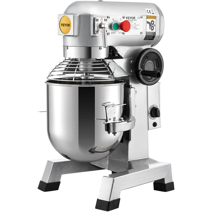VEVOR Professional Kitchen Mixer, 10Qt Capacity with Timer, 450W Stainless Steel Bowl Durable Electric Mixer for Commercial Use, 3 Speed Options 113/184/341 RPM, Includes Dough Hook & Whisk