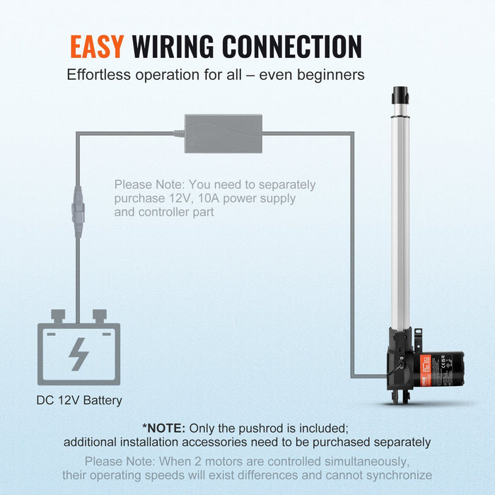 Linear Actuator 12V, 16 Inch Heavy Duty 1320lbs/6000N Linear Actuator, 0.19"/s Linear Motion Actuator with Mounting Bracket & IP44 Protection for Electric Door Industrial Machinery Vessels Cargo