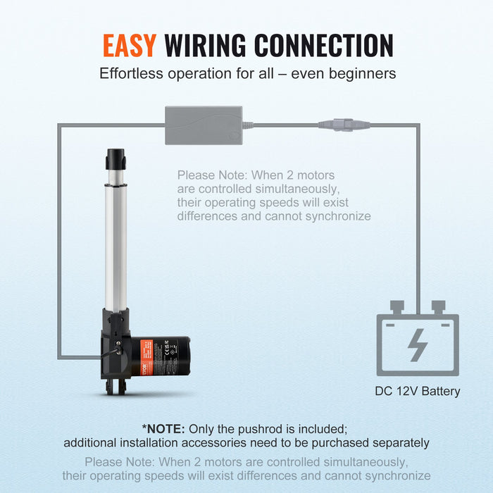 VEVOR Linear Actuator 12V, 8 Inch Heavy Duty 1320lbs/6000N Linear Actuator, 0.19"/s Linear Motion Actuator with Mounting Bracket & IP44 Protection for Electric Door Industrial Machinery Vessels Cargo