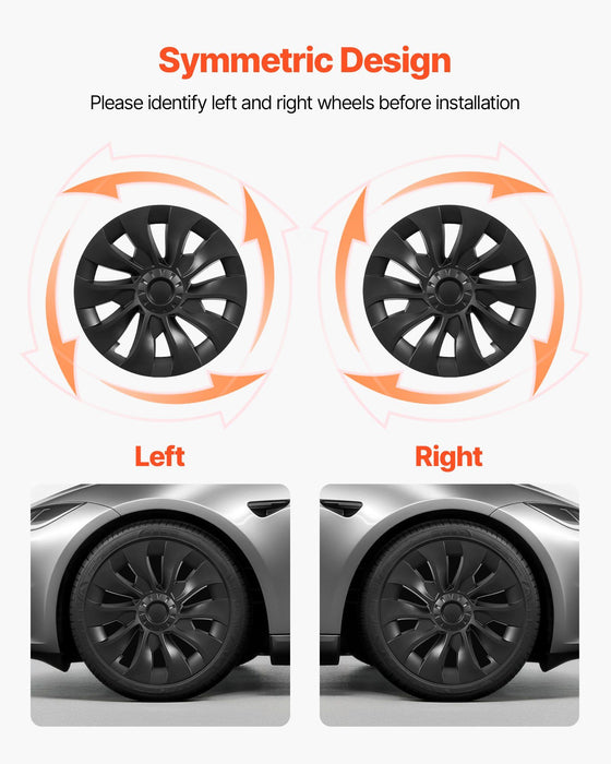 Hubcaps Wheel Covers for 2017-2023 Tesla Model 3, 18 Inch Set of 4 Wheel Rim Cover Hubcaps OEM Style Replacement, R18 Size Snap On Car Hub Caps, Premium 10-Spoke ABS Tire Rim Caps, Matte Black