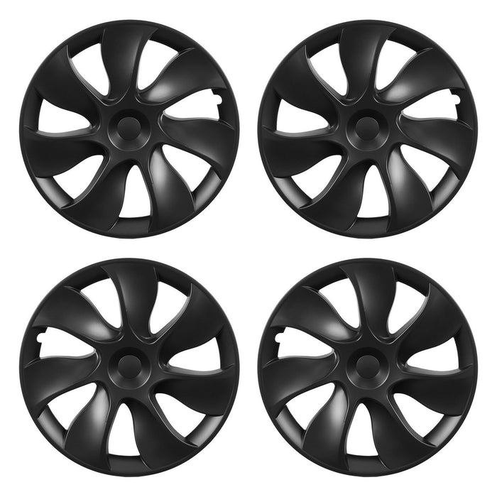 Hubcaps Wheel Covers for 2021-2024 Tesla Model Y, 19 Inch Set of 4 Wheel Rim Cover Hubcaps OEM Style Replacement, R19 Size Snap On Car Hub Caps, Premium 7-Spoke ABS Tire Rim Caps, Matte Black