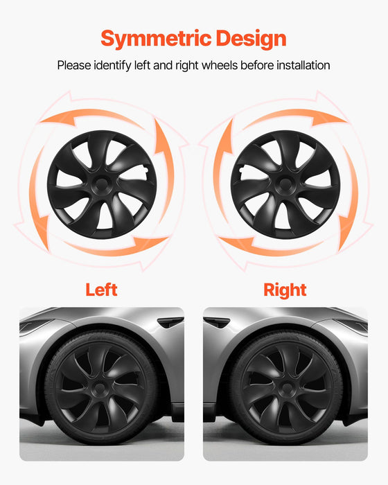 Hubcaps Wheel Covers for 2021-2024 Tesla Model Y, 19 Inch Set of 4 Wheel Rim Cover Hubcaps OEM Style Replacement, R19 Size Snap On Car Hub Caps, Premium 7-Spoke ABS Tire Rim Caps, Matte Black