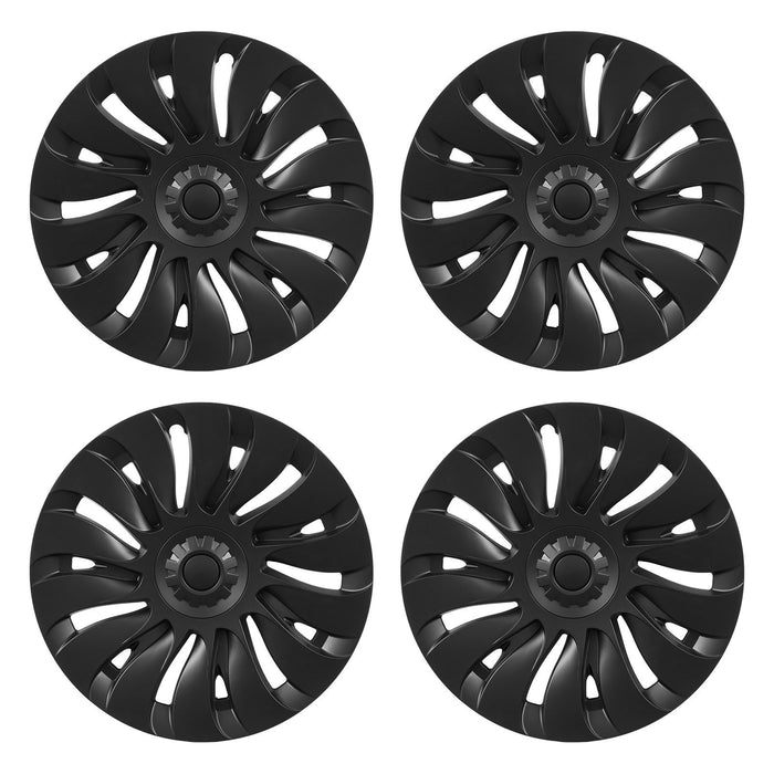 Hubcaps Wheel Covers for 2021-2024 Tesla Model Y, 19 Inch Set of 4 Wheel Rim Cover Hubcaps OEM Style Replacement, R19 Size Snap On Car Hub Caps, Premium 14-Spoke ABS Tire Rim Caps, Matte Black