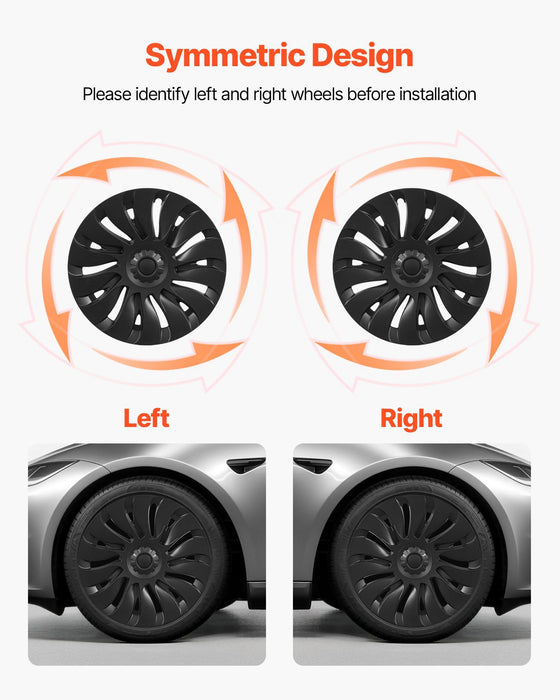 Hubcaps Wheel Covers for 2021-2024 Tesla Model Y, 19 Inch Set of 4 Wheel Rim Cover Hubcaps OEM Style Replacement, R19 Size Snap On Car Hub Caps, Premium 14-Spoke ABS Tire Rim Caps, Matte Black