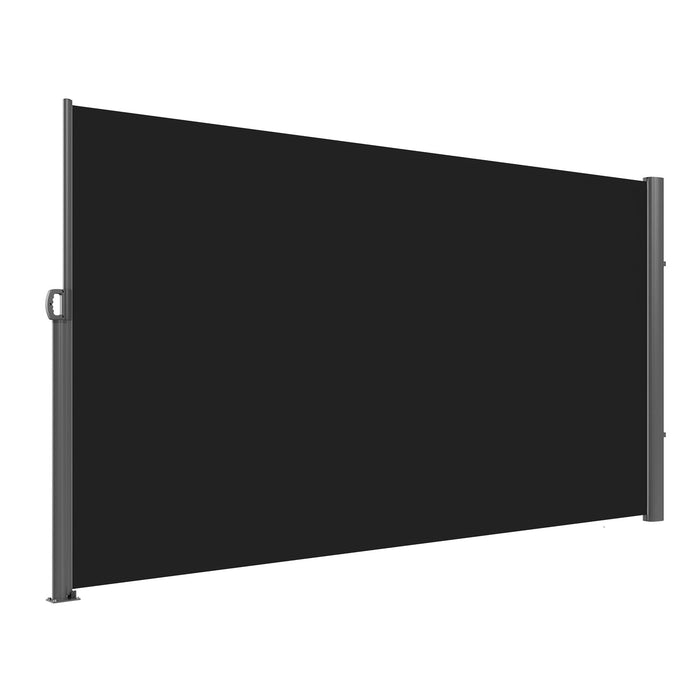 VEVOR Retractable Side Awning, 160X300cm Aluminum Outdoor Privacy Screen, 280g Polyester Water-proof Retractable Patio Screen, UV 30+ Room Divider Wind Screen for Patio, Backyard, Balcony, Black