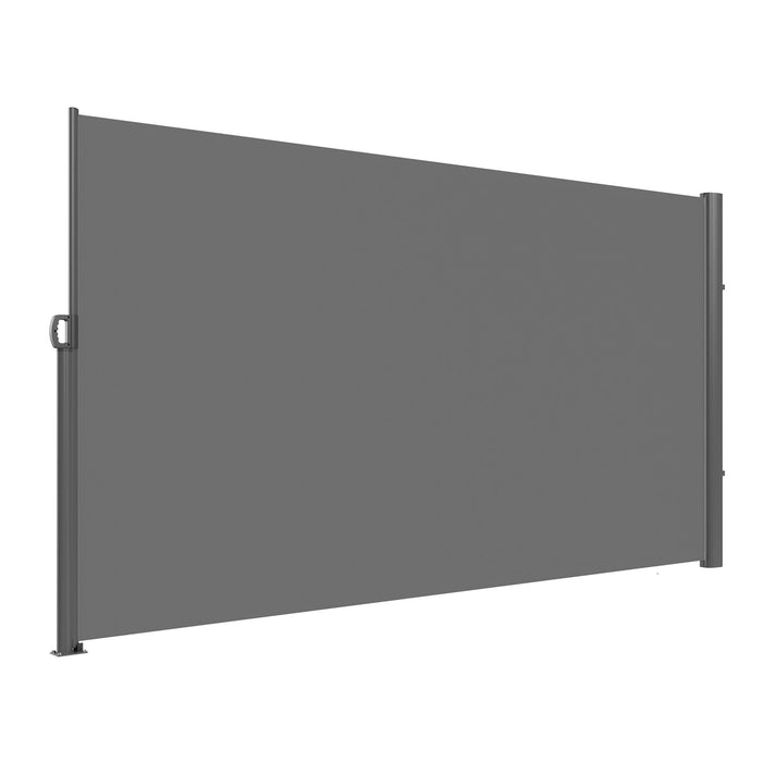 VEVOR Retractable Side Awning, 160X300m Aluminum Outdoor Privacy Screen, 280g Polyester Water-proof Retractable Patio Screen, UV 30+ Room Divider Wind Screen for Patio, Backyard, Balcony, Gray