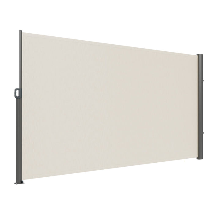 VEVOR Retractable Side Awning,160X300cm Aluminum Outdoor Privacy Screen, 280g Polyester Water-proof Retractable Patio Screen, UV 30+ Room Divider Wind Screen for Patio, Backyard, Balcony, Beige