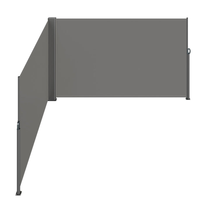 VEVOR Retractable Side Awning, 160X600cm Aluminum Outdoor Privacy Screen, 280g Polyester Water-proof Retractable Patio Screen, UV 30+ Room Divider Wind Screen for Patio, Backyard, Balcony, Gray