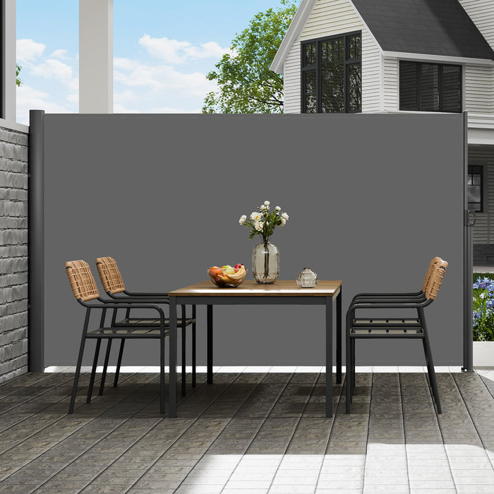 VEVOR Retractable Side Awning, 180X300cm Aluminum Outdoor Privacy Screen, 280g Polyester Water-proof Retractable Patio Screen, UV 30+ Room Divider Wind Screen for Patio, Backyard, Balcony, Gray