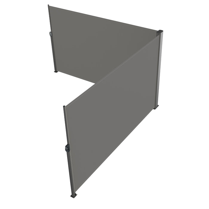 VEVOR Retractable Side Awning, 180X600cm Aluminum Outdoor Privacy Screen, 280g Polyester Water-proof Retractable Patio Screen, UV 30+ Room Divider Wind Screen for Patio, Backyard, Balcony, Gray
