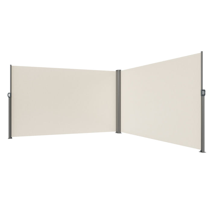 VEVOR Retractable Side Awning, 180X600cm Aluminum Outdoor Privacy Screen, 280g Polyester Water-proof Retractable Patio Screen, UV 30+ Room Divider Wind Screen for Patio, Backyard, Balcony, Beige