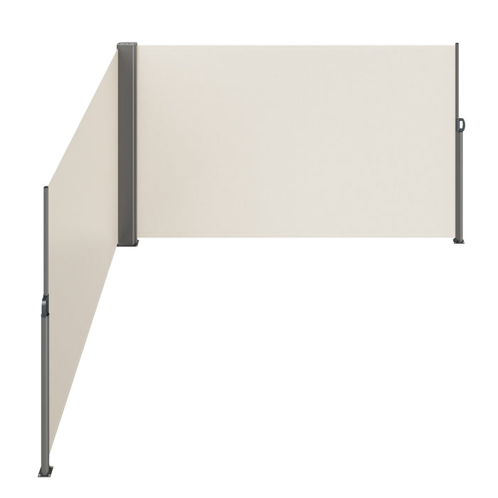 VEVOR Retractable Side Awning, 180X600cm Aluminum Outdoor Privacy Screen, 280g Polyester Water-proof Retractable Patio Screen, UV 30+ Room Divider Wind Screen for Patio, Backyard, Balcony, Beige