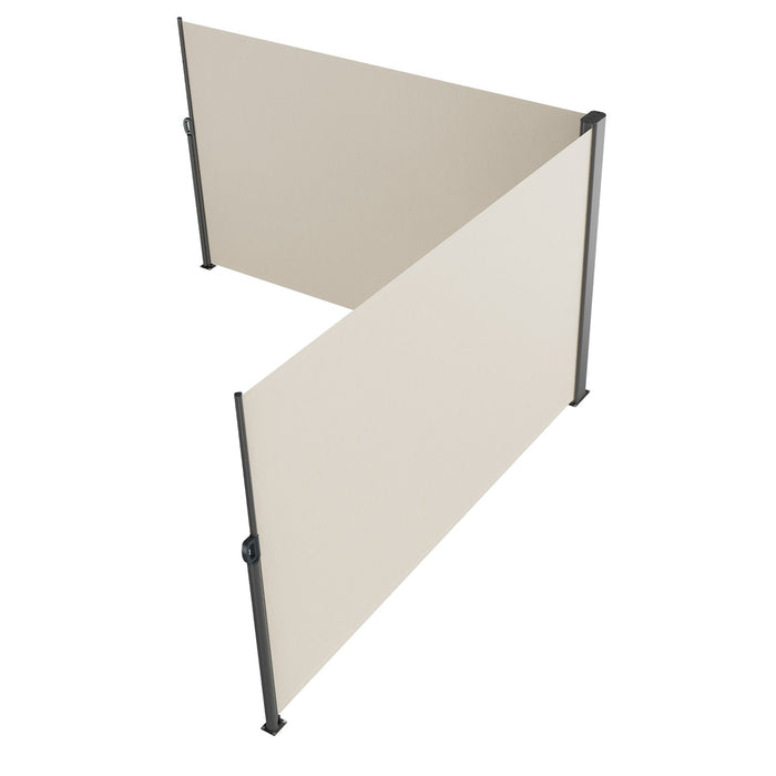 VEVOR Retractable Side Awning, 180X600cm Aluminum Outdoor Privacy Screen, 280g Polyester Water-proof Retractable Patio Screen, UV 30+ Room Divider Wind Screen for Patio, Backyard, Balcony, Beige
